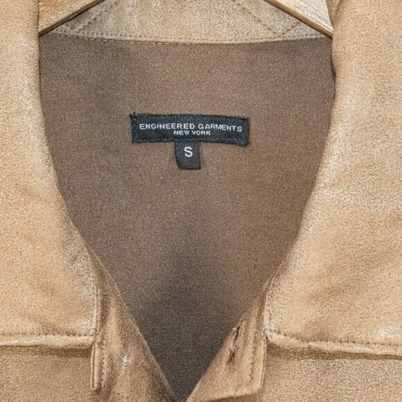 ENGINEERED GARMENTS NY BA Shirt Jacket in Khaki Poly Suede faux leather Small - Picture 2 of 9